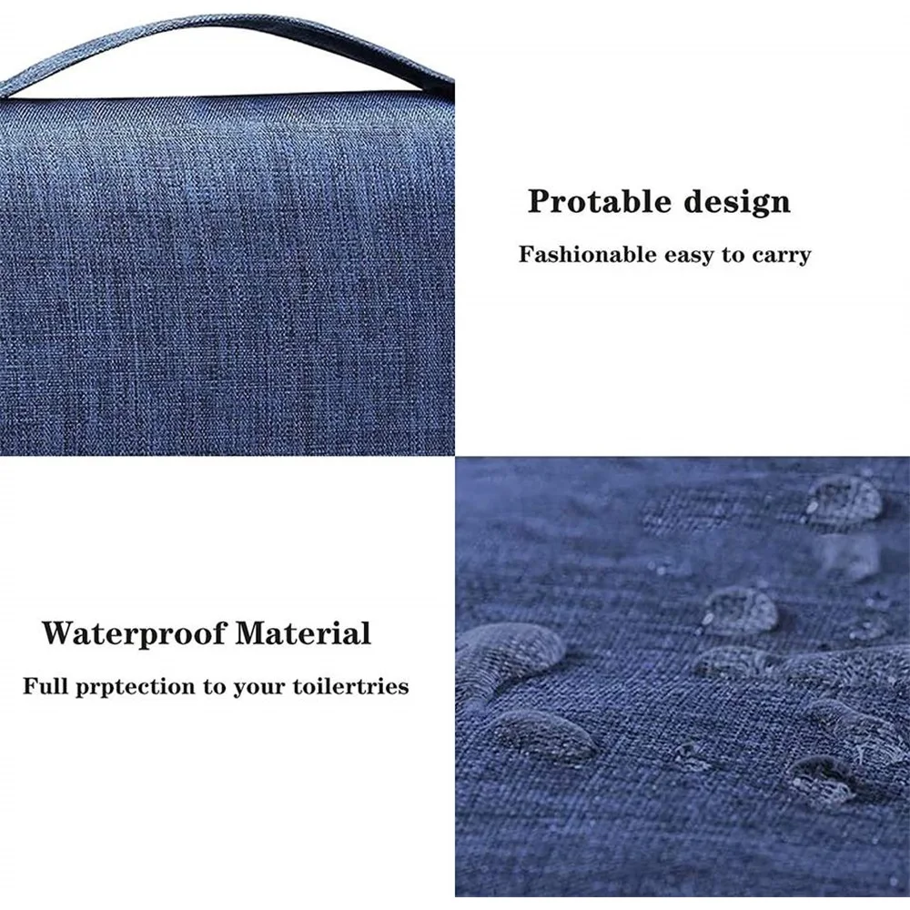 Portable Toiletry Washbag with Hanging Hook Waterproof Women Bathroom Cosmetic Storage Bag Large Capacity Travel Men Makeup Case thumbnail 6