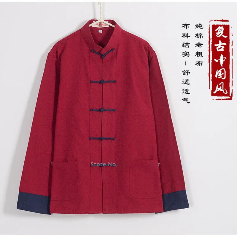 Traditional Chinese Style Men Cotton Linen Tops Pants Hanfu Tang Suit Kung Fu Tai Chi Uniform Oriental Fashion Clothing Sets thumbnail 5