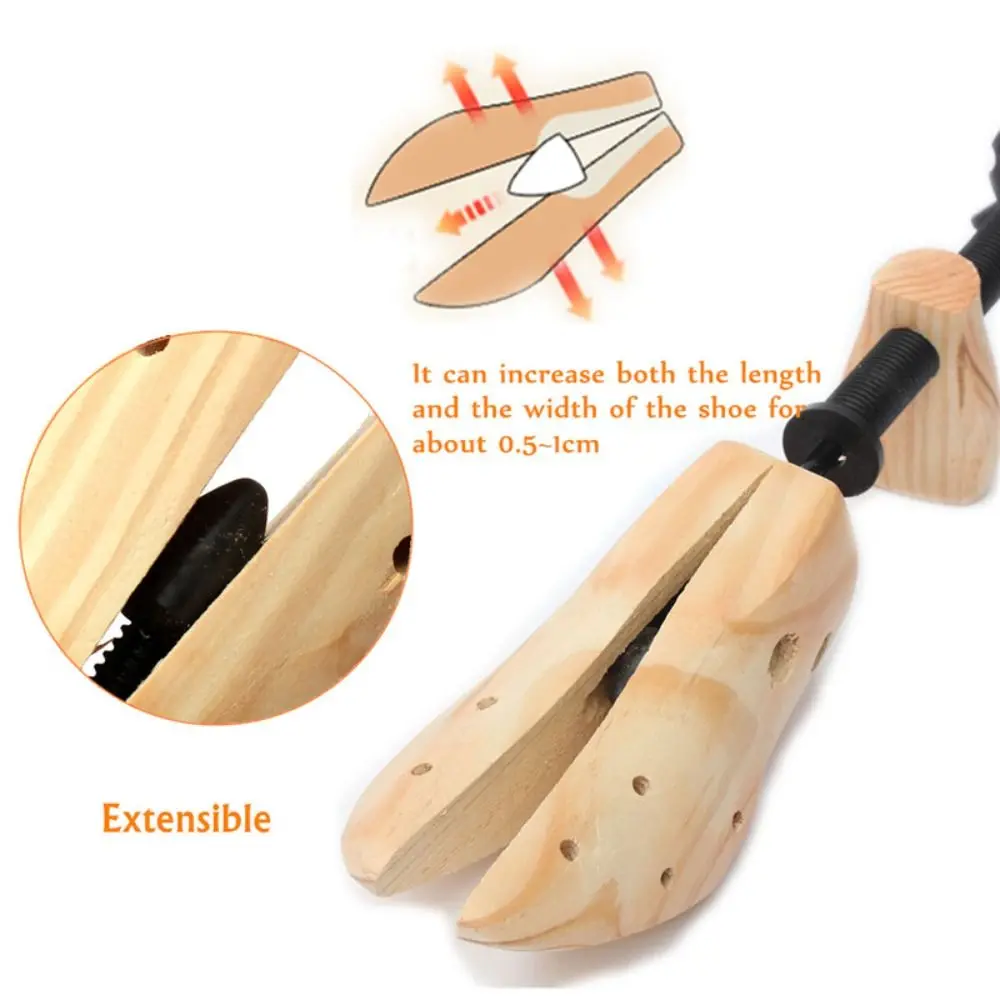 2-Way Adjustable Shoe Stretcher Shoes Tree Shaper Rack Pine Wood Shoe Expander For Man Women Shoe Accessories S/M/L thumbnail 2