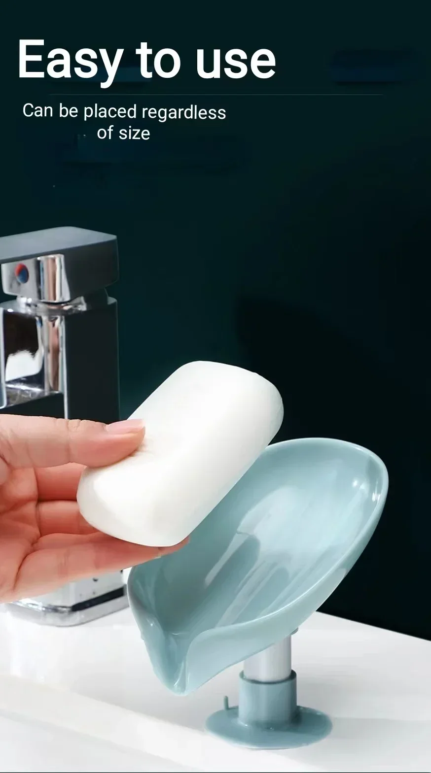 otus leaf Shape Soap Box Bathroom Accessories Tray Creative Sucker Water-free Storage Box thumbnail 3