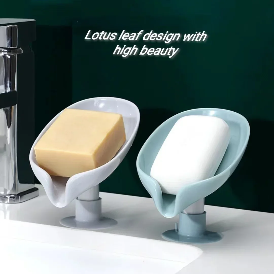 otus leaf Shape Soap Box Bathroom Accessories Tray Creative Sucker Water-free Storage Box thumbnail 2