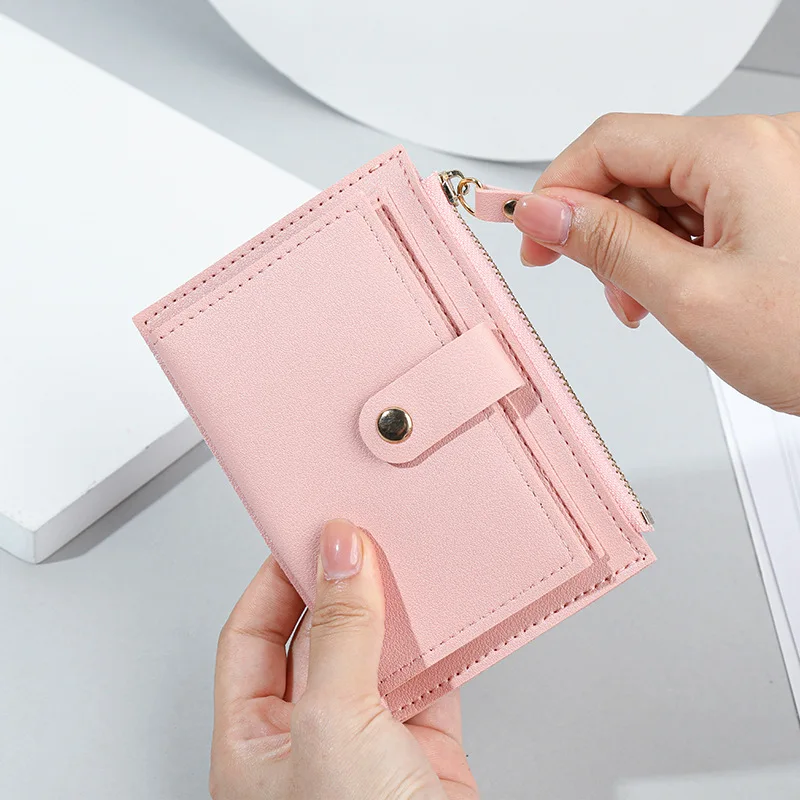 Women Wallets PU Leather Female Purse Mini Hasp Solid Multi-Cards Holder Coin Short Wallets Slim Small Wallet Zipper Hasp thumbnail 3