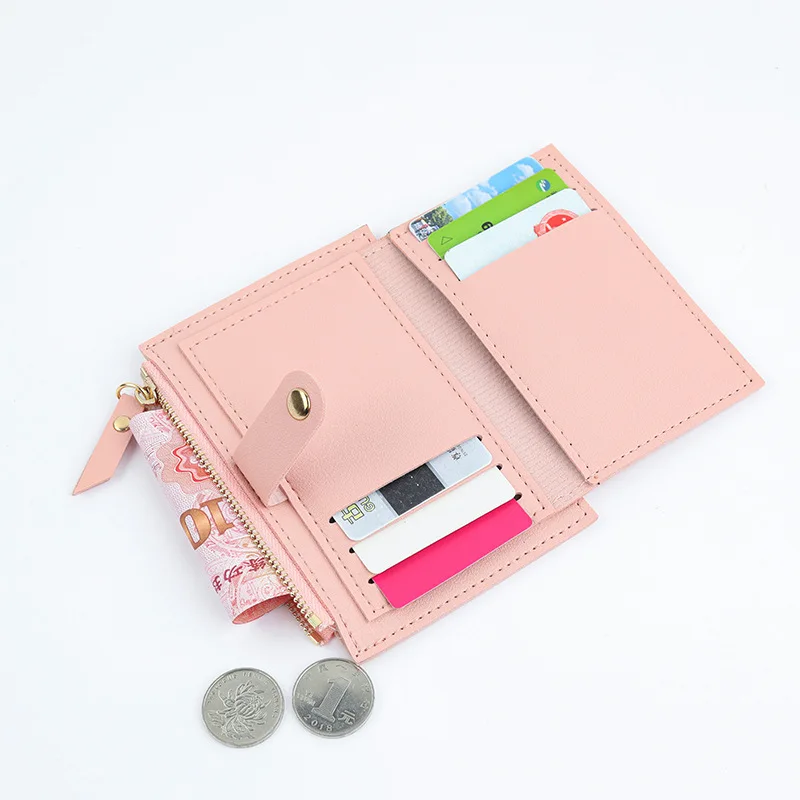 Women Wallets PU Leather Female Purse Mini Hasp Solid Multi-Cards Holder Coin Short Wallets Slim Small Wallet Zipper Hasp thumbnail 5