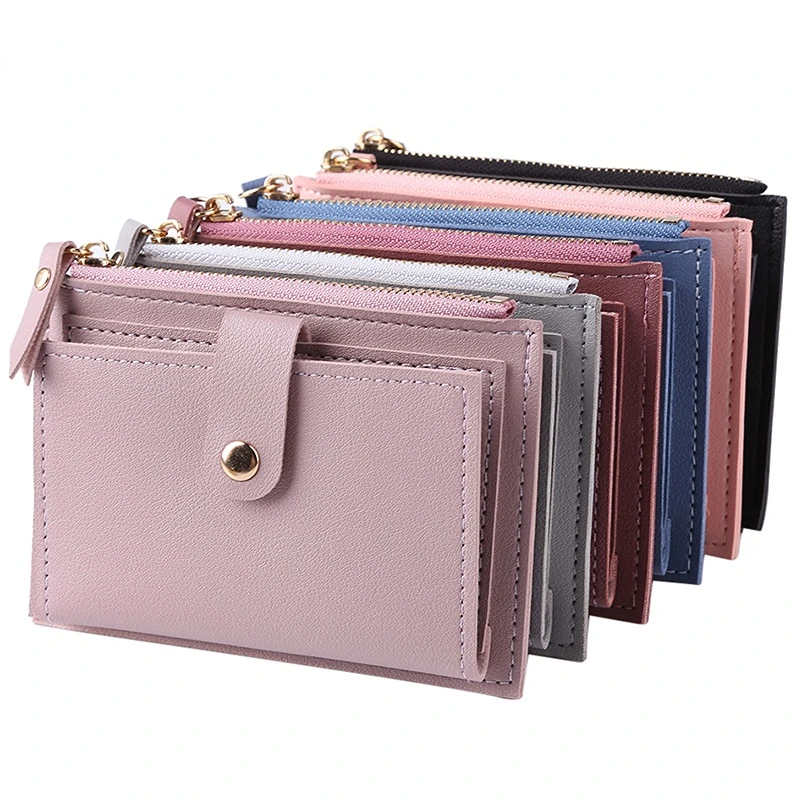 Women Wallets PU Leather Female Purse Mini Hasp Solid Multi-Cards Holder Coin Short Wallets Slim Small Wallet Zipper Hasp thumbnail 4