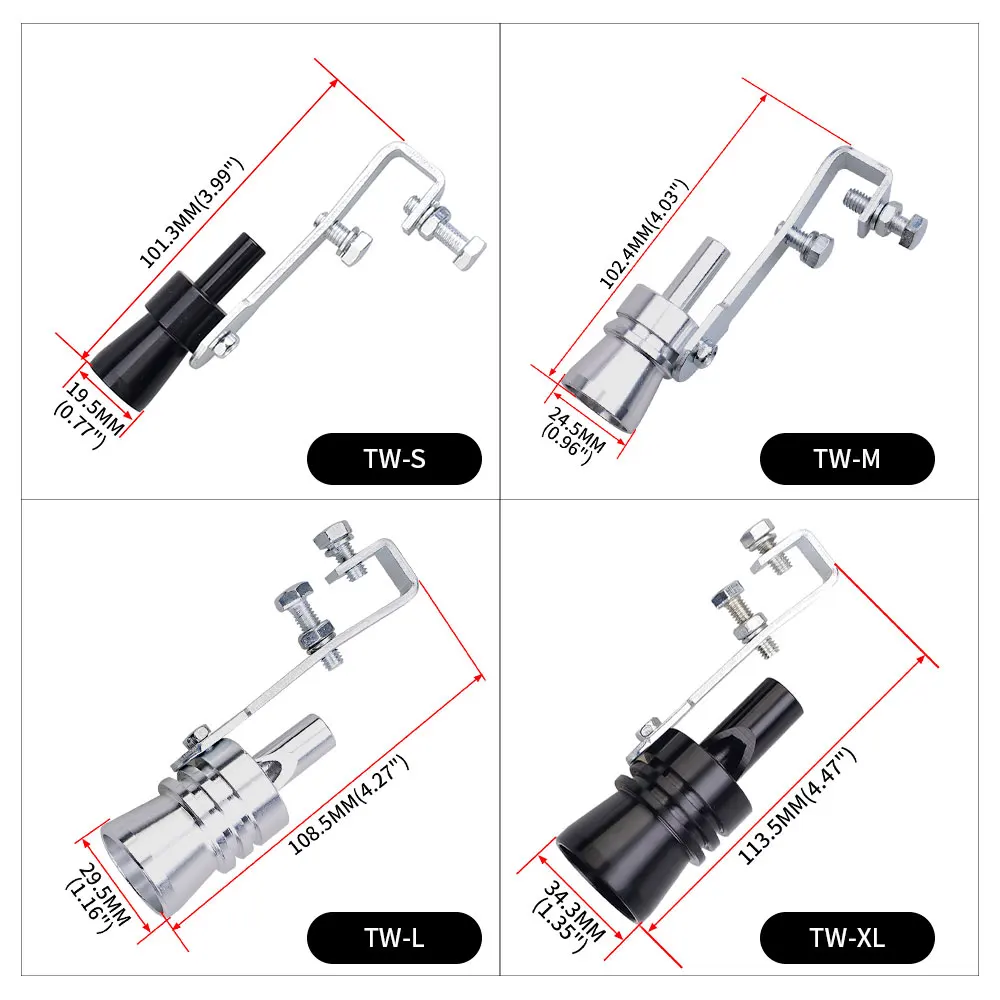 Universal Turbo Sound Simulator Whistle Car Exhaust Pipe Whistle Vehicle Sound Muffler S/M/L/Xl thumbnail 6