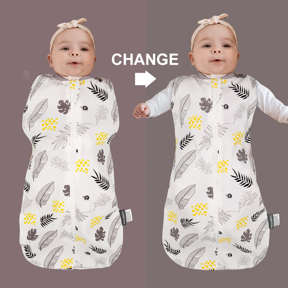 Baby Sleeping Bags Summer Thin Newborn Swaddle Blanket For 0-12Months Infant 100% Cotton Soft Newborn Wrapping 2-Ways Zipper thumbnail 5
