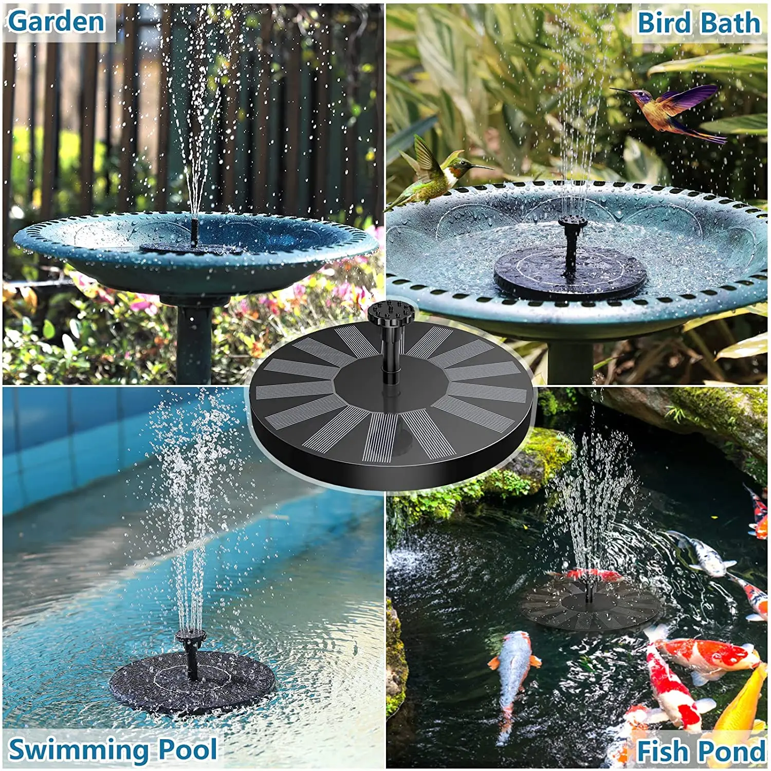 Solar Water Fountain Pool Pond Waterfall Fountain Garden Decoration Outdoor Bird Bath Solar Powered Floating Water Pump thumbnail 6