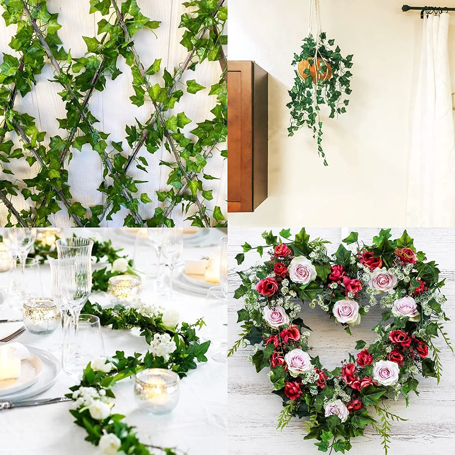 High-quality Artificial Ivy Leaf Plants Vine Hanging Garland Fake Foliage Flowers Home Kitchen Garden Office Wedding Wall Decor thumbnail 3