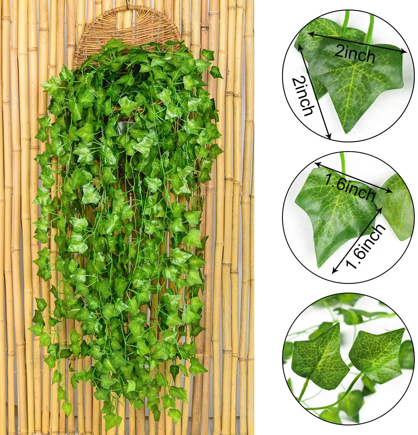High-quality Artificial Ivy Leaf Plants Vine Hanging Garland Fake Foliage Flowers Home Kitchen Garden Office Wedding Wall Decor thumbnail 2