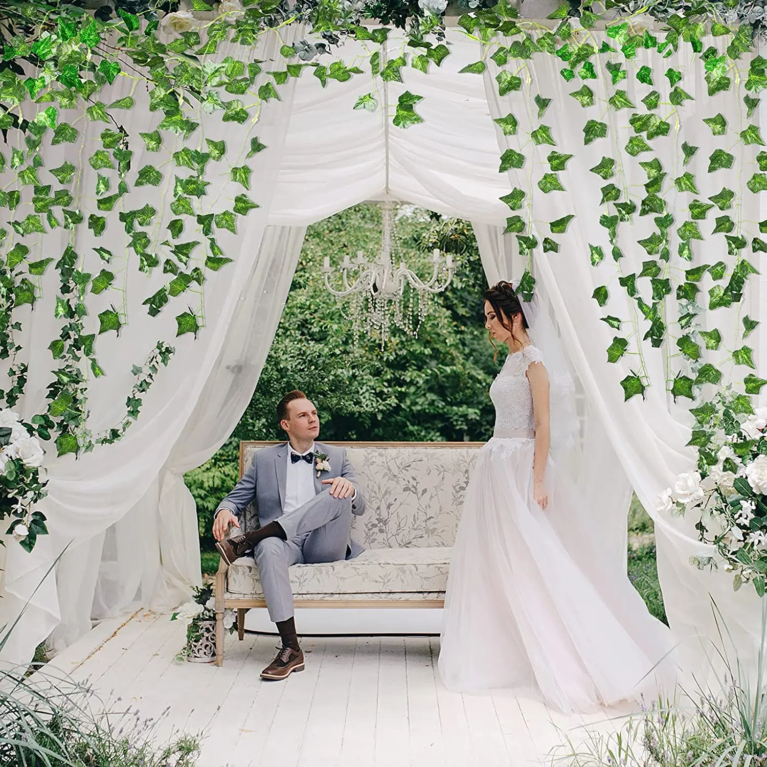 High-quality Artificial Ivy Leaf Plants Vine Hanging Garland Fake Foliage Flowers Home Kitchen Garden Office Wedding Wall Decor thumbnail 4