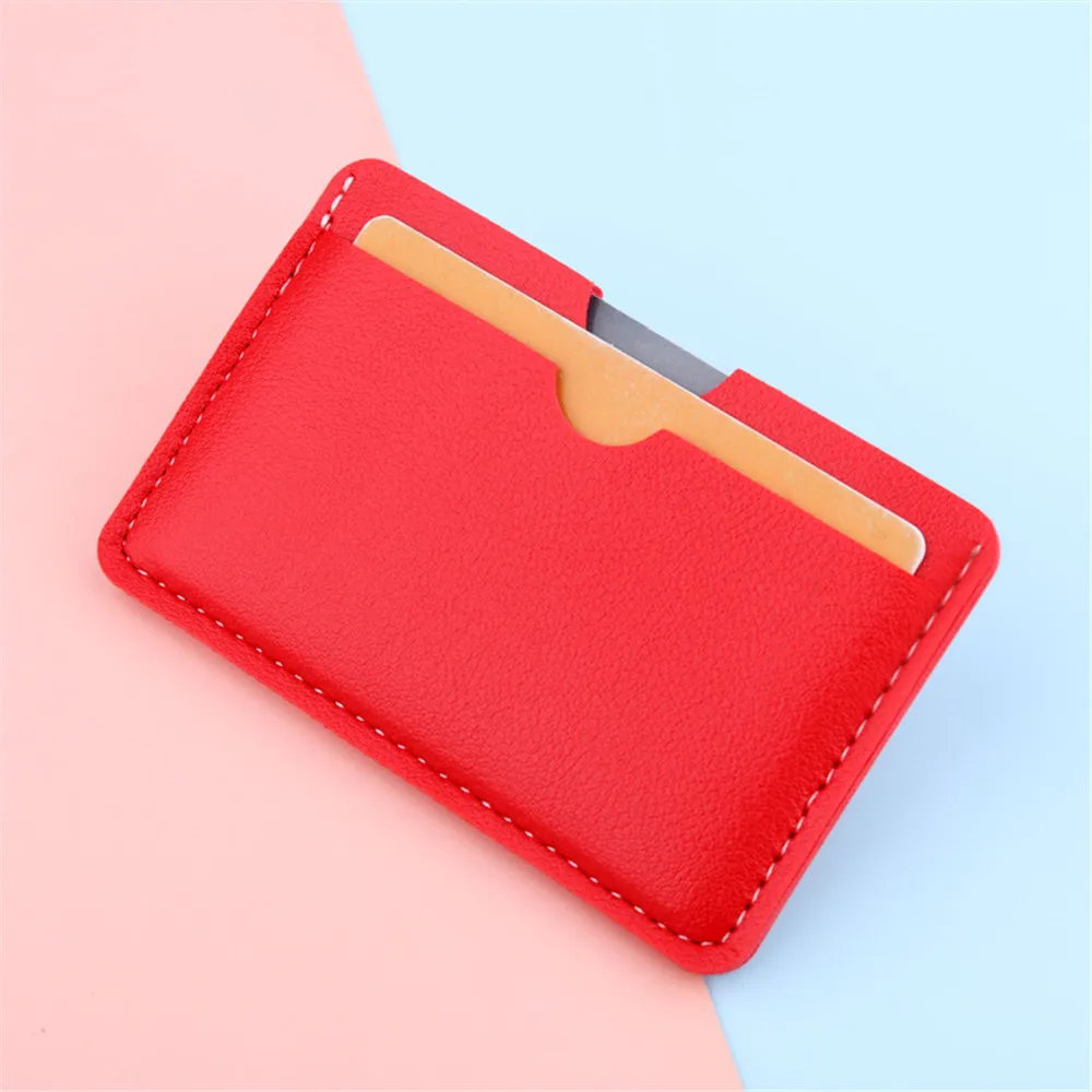 6 Color Mini PU Leather ID Card Holder Coin Purse Women Men Business Card Cover Bank Credit Card Box 3 Card Slot Slim Card Case thumbnail 3