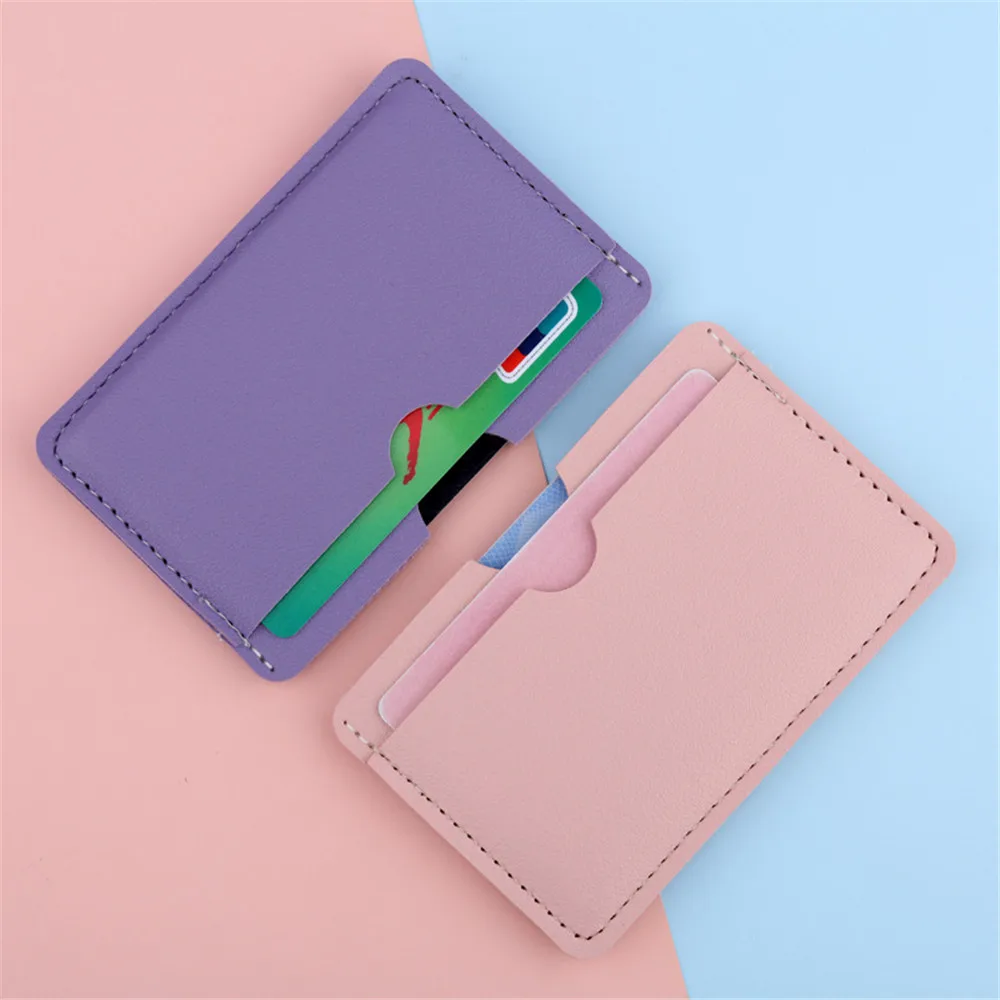 6 Color Mini PU Leather ID Card Holder Coin Purse Women Men Business Card Cover Bank Credit Card Box 3 Card Slot Slim Card Case thumbnail 2