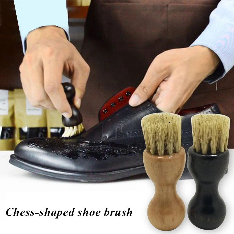 Leather Shoes Polish Brush Shoe Brush Wood Handle Portable Boot Shoes Brush Shoes Cleaning Tool Hog Bristle Brushes For Sneakers
