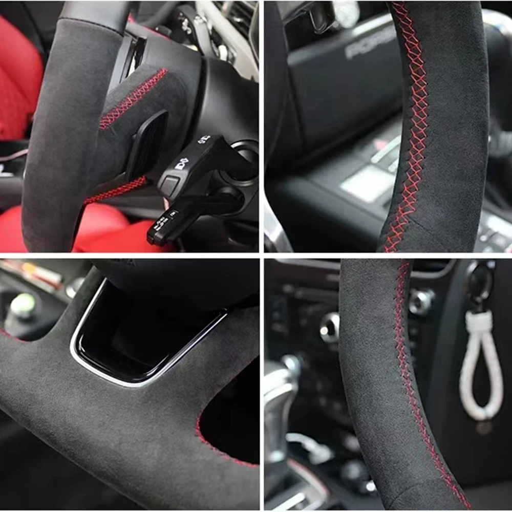 Customized Braid Car Steering Wheel Cover Wrap Anti-Slip Suede For Seat Leon 5F Mk3 Ibiza 6J Tarraco Arona Ateca Alhambra thumbnail 4