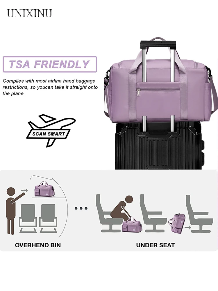 UNIXINU Carry On Travel Bag Large Capacity Weekender Overnight Duffle Bags with Shoe Compartment Sports Fitness Bags for Women thumbnail 5