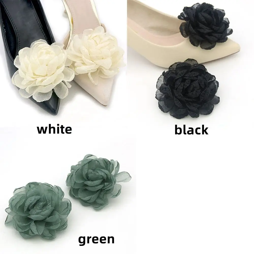 1Pair Fashion Rose Flower Shoe Clips Flowers Shoe Buckles for Women Wedding Party Prom Daily High Heel Charm Buckle thumbnail 5