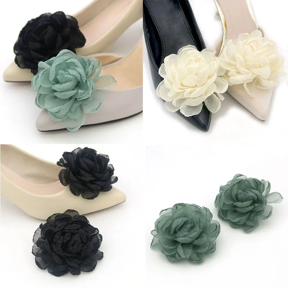 1Pair Fashion Rose Flower Shoe Clips Flowers Shoe Buckles for Women Wedding Party Prom Daily High Heel Charm Buckle