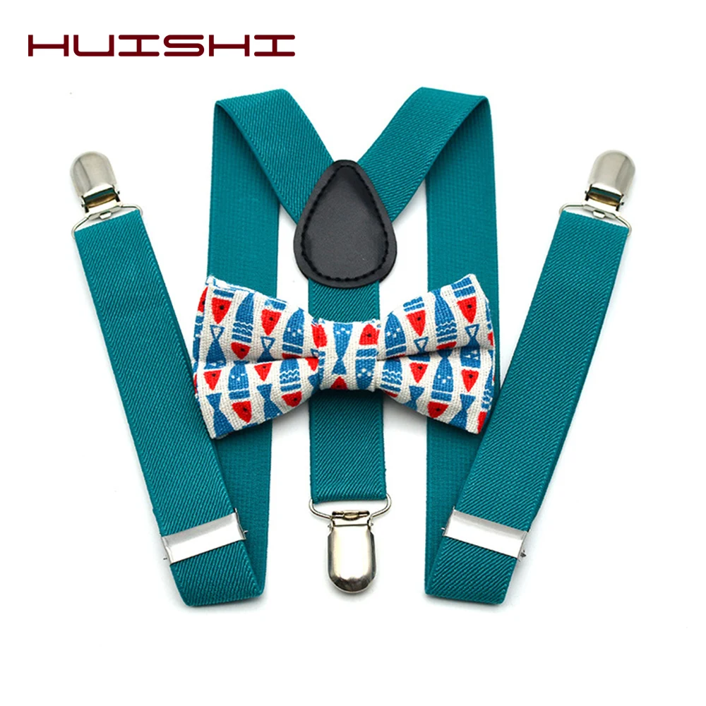 High Grade Child Suspenders Solid Color Children Belt Bowtie Set Baby Kids Adjustable Suspenders Clip-on Y-Back Braces Elastic thumbnail 3