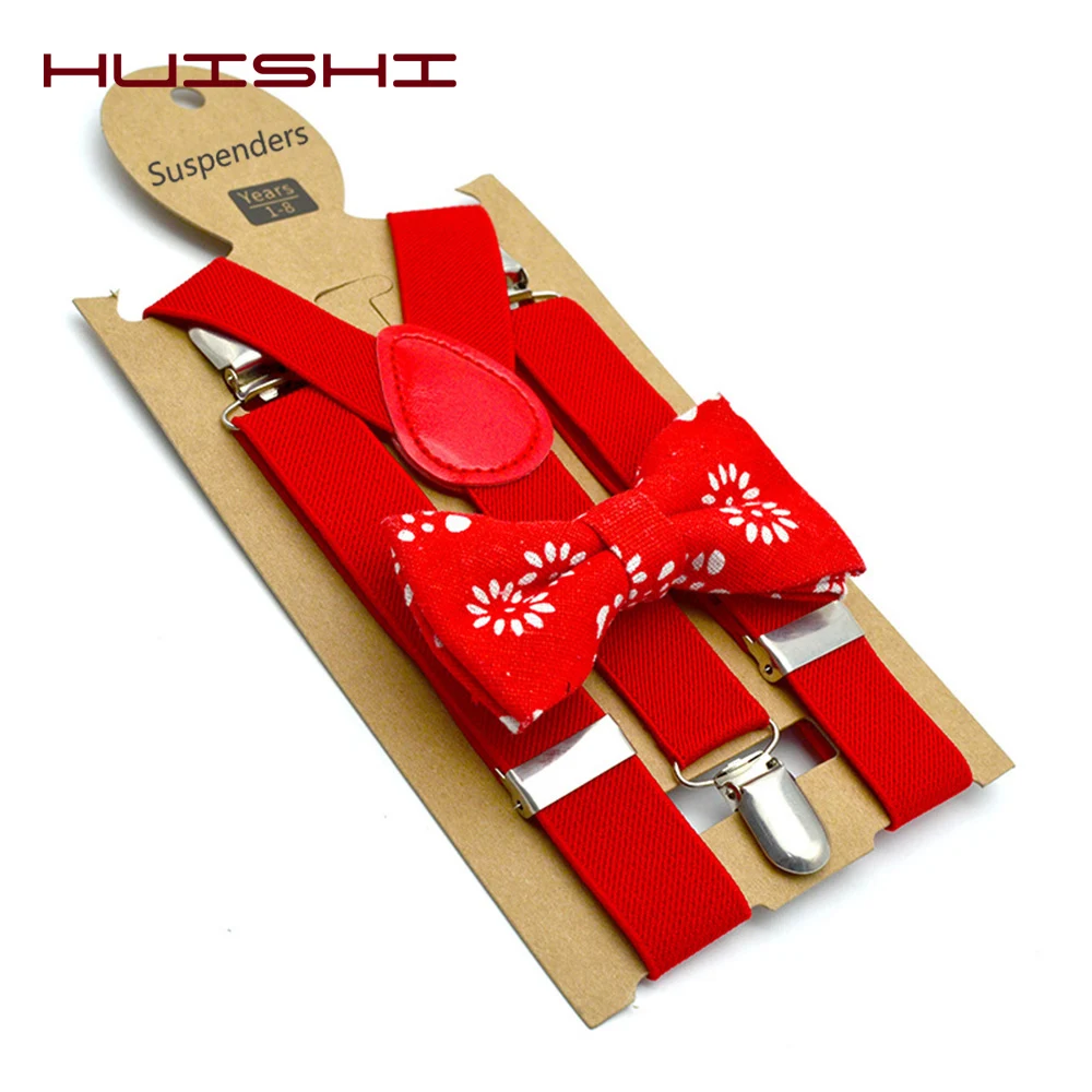 High Grade Child Suspenders Solid Color Children Belt Bowtie Set Baby Kids Adjustable Suspenders Clip-on Y-Back Braces Elastic thumbnail 5