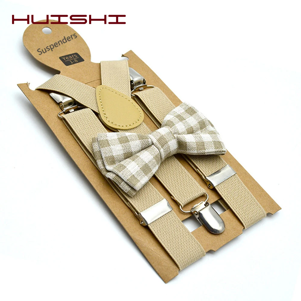 High Grade Child Suspenders Solid Color Children Belt Bowtie Set Baby Kids Adjustable Suspenders Clip-on Y-Back Braces Elastic thumbnail 4