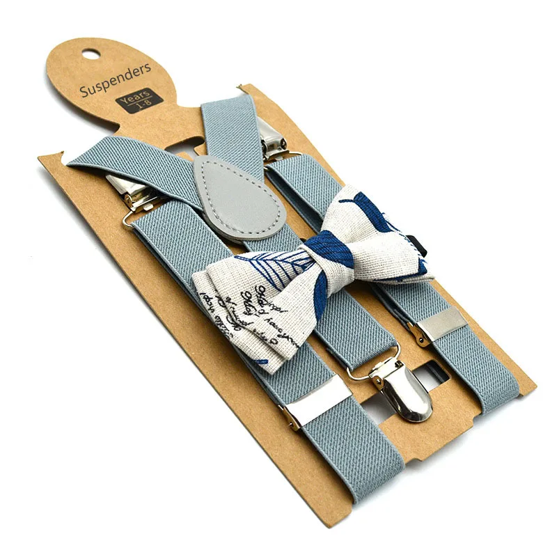 High Grade Child Suspenders Solid Color Children Belt Bowtie Set Baby Kids Adjustable Suspenders Clip-on Y-Back Braces Elastic thumbnail 6
