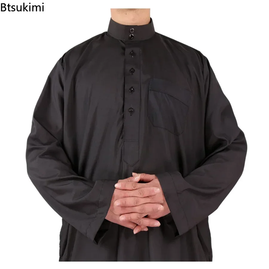 Muslim Fashion Men Robe Kaftan Abaya Pakistan Jubba Men Bonnet Homme Musulman Arabic Islamic Clothing New Qamis Homme Musulman thumbnail 2