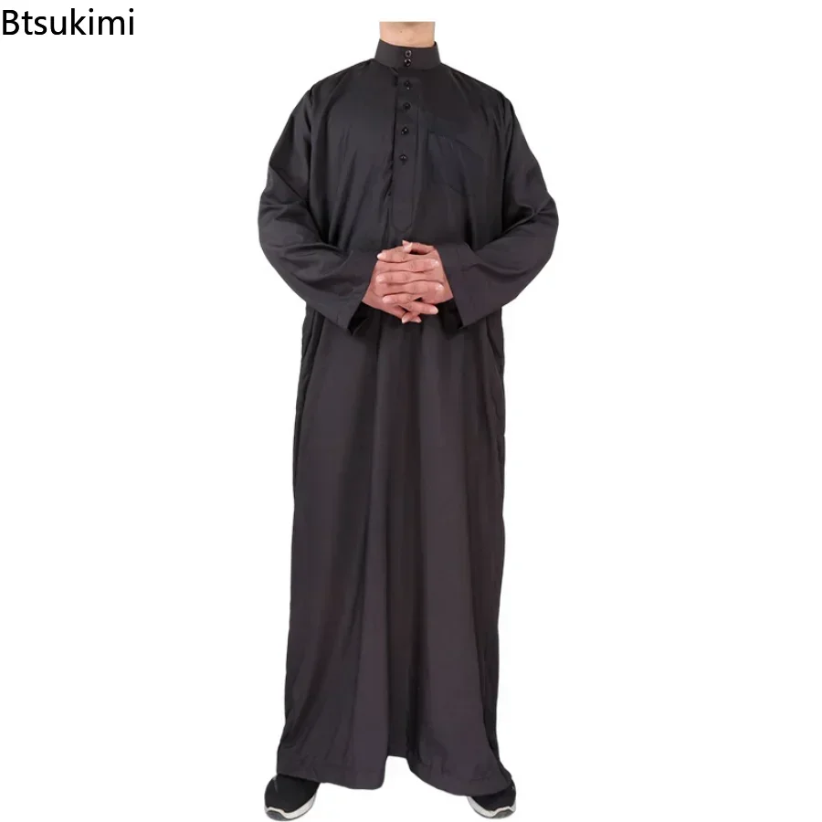 Muslim Fashion Men Robe Kaftan Abaya Pakistan Jubba Men Bonnet Homme Musulman Arabic Islamic Clothing New Qamis Homme Musulman thumbnail 4