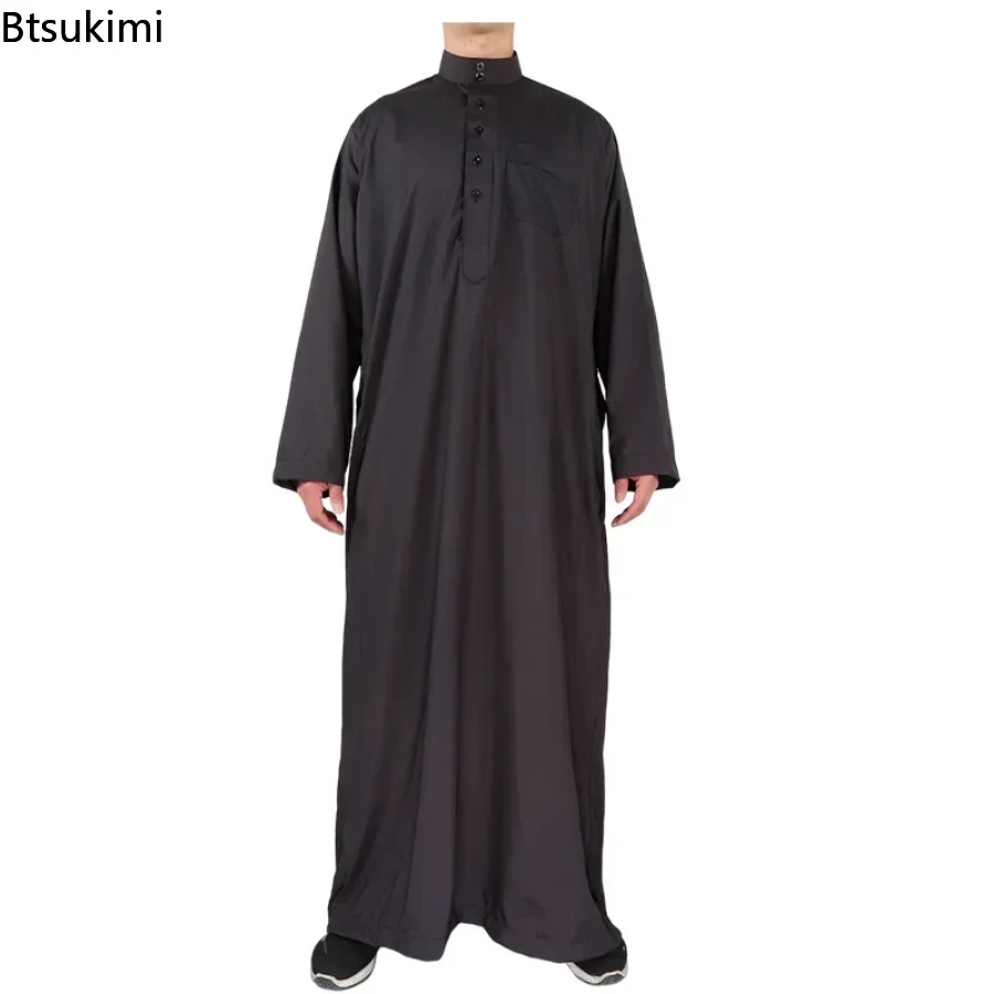 Muslim Fashion Men Robe Kaftan Abaya Pakistan Jubba Men Bonnet Homme Musulman Arabic Islamic Clothing New Qamis Homme Musulman thumbnail 3