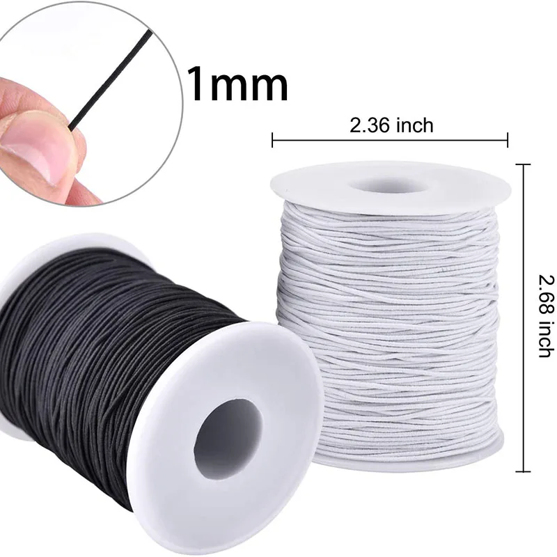 1/2/3/4/5/6MM Strong Elastic Rope White&Black High-Quality Elastic Rubber Rope Sewing Garment Craft for DIY Sewing Accessories thumbnail 2