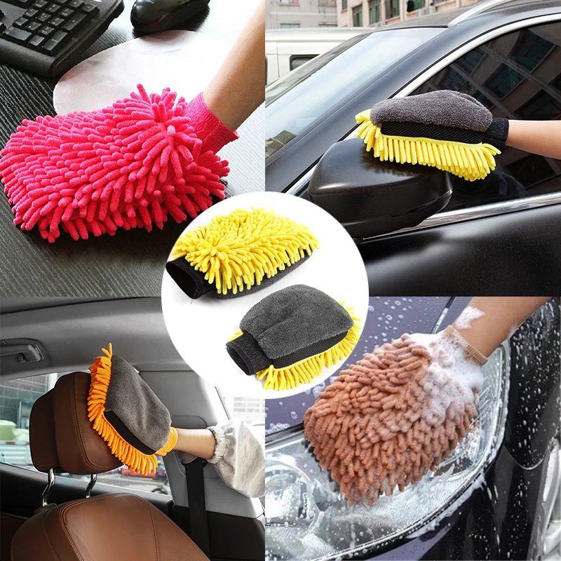 Chenille Car Wash Gloves Microfiber Wipe Car Sponge Scratch Free Car Wash Cleaning Coral Velvet Double-Sided Car Cleaning Tool thumbnail 4