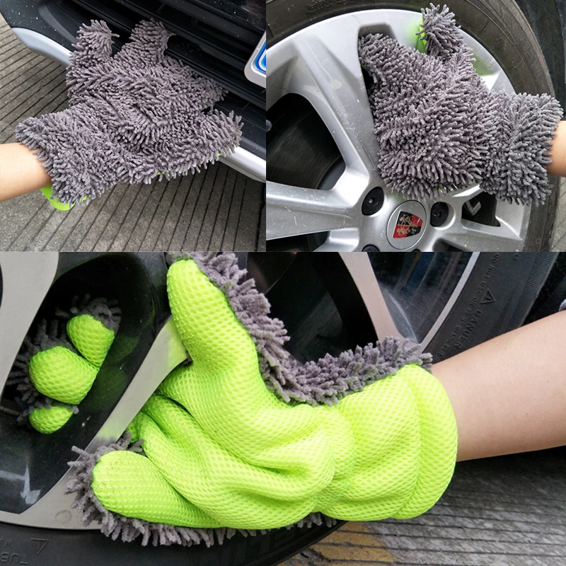 Chenille Car Wash Gloves Microfiber Wipe Car Sponge Scratch Free Car Wash Cleaning Coral Velvet Double-Sided Car Cleaning Tool thumbnail 5