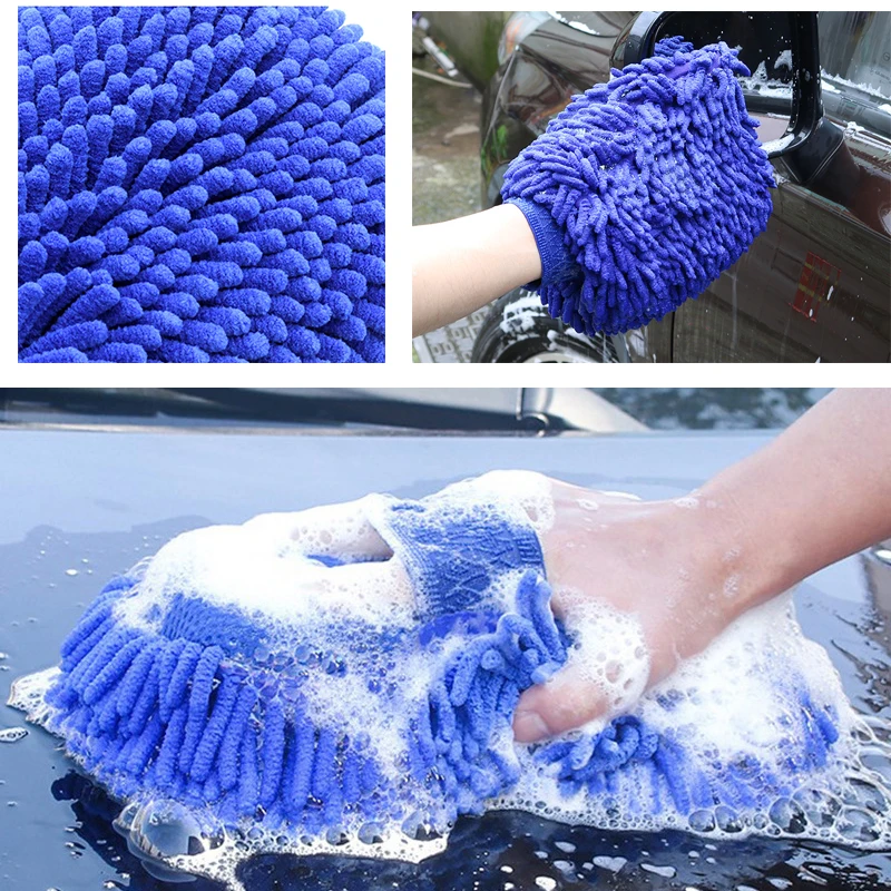 Chenille Car Wash Gloves Microfiber Wipe Car Sponge Scratch Free Car Wash Cleaning Coral Velvet Double-Sided Car Cleaning Tool thumbnail 2
