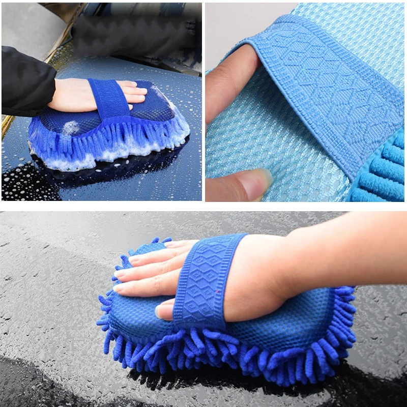 Chenille Car Wash Gloves Microfiber Wipe Car Sponge Scratch Free Car Wash Cleaning Coral Velvet Double-Sided Car Cleaning Tool thumbnail 3