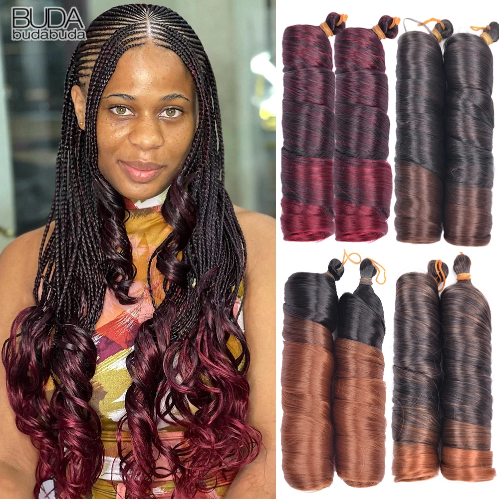 French Curls Braiding Hair 24Inch Synthetic Spiral Curls Braids Hair Extensions For Women Pre Stretched Loose Wave Braiding Hair thumbnail 2