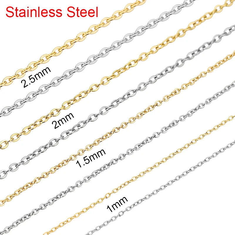 5meters Stainless Steel Link Chains Bulk Lot 1 1.5 2 2.5mm Gold Color Necklace Chains for Diy Bracelet Supplies Jewelry Making thumbnail 2