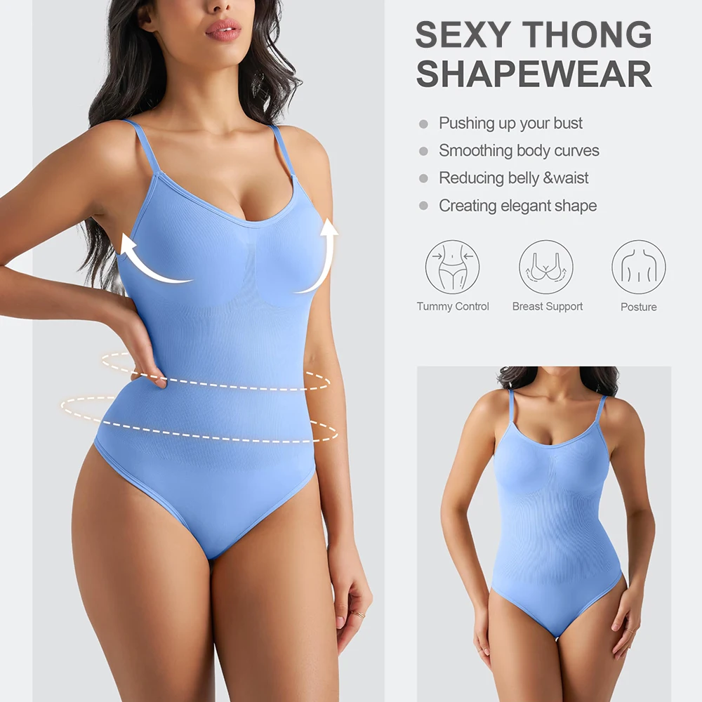 Bodysuit Women Shapewear Tummy Control Butt Lifter Body Shaper Smooth Invisible Under Dress Slimming Underwear Low Neck Jumpsuit thumbnail 4