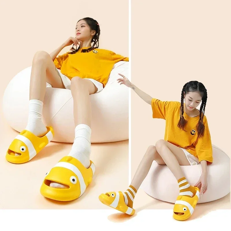 Cute Clownfish Slippers Men Women House fish Shoes Platform Soft EVA Indoor Outdoor Summer Beach Slides Anti Slip Funny Footwear thumbnail 4