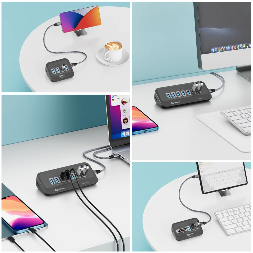 PHIXERO USB 3.2 Docking Station Hub 10Gbps Splitter Switch Dock Multi Port SD Card Socket Type C Gen2 for Surface PC Laptop 3.0 thumbnail 3