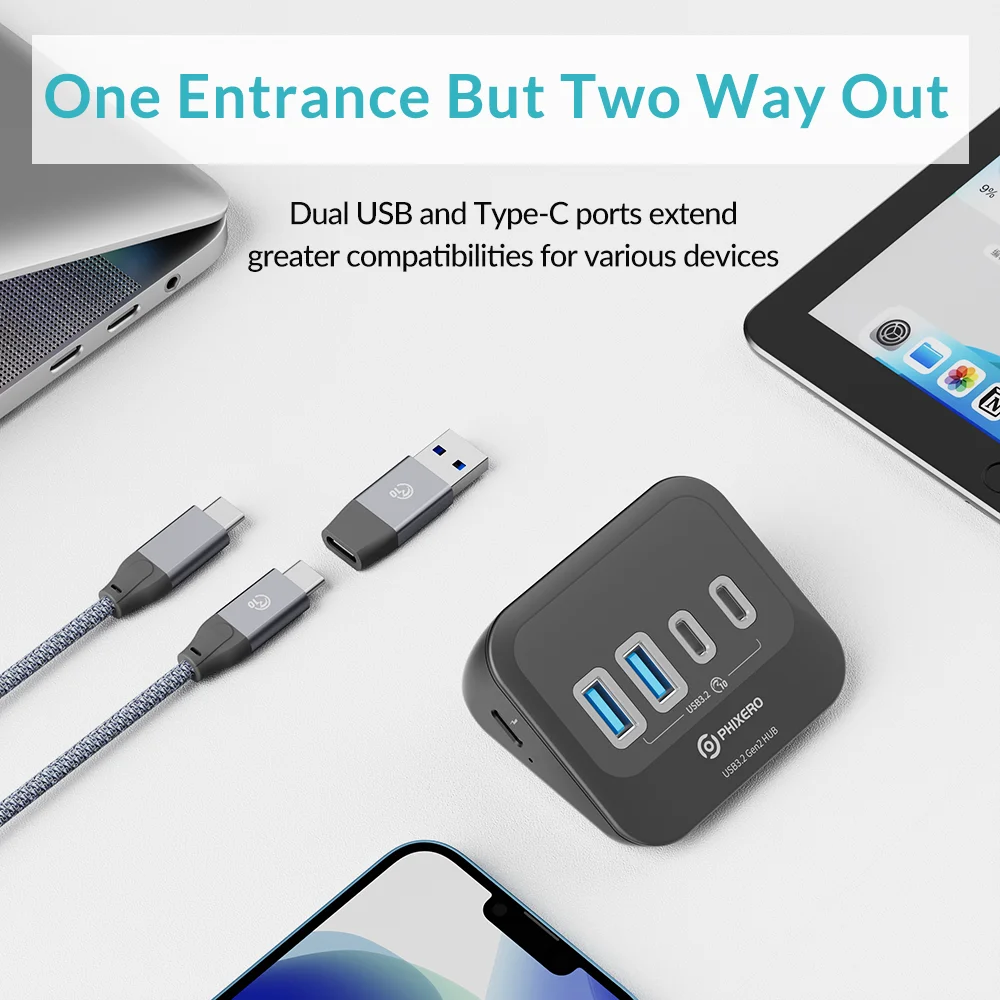 PHIXERO USB 3.2 Docking Station Hub 10Gbps Splitter Switch Dock Multi Port SD Card Socket Type C Gen2 for Surface PC Laptop 3.0 thumbnail 4