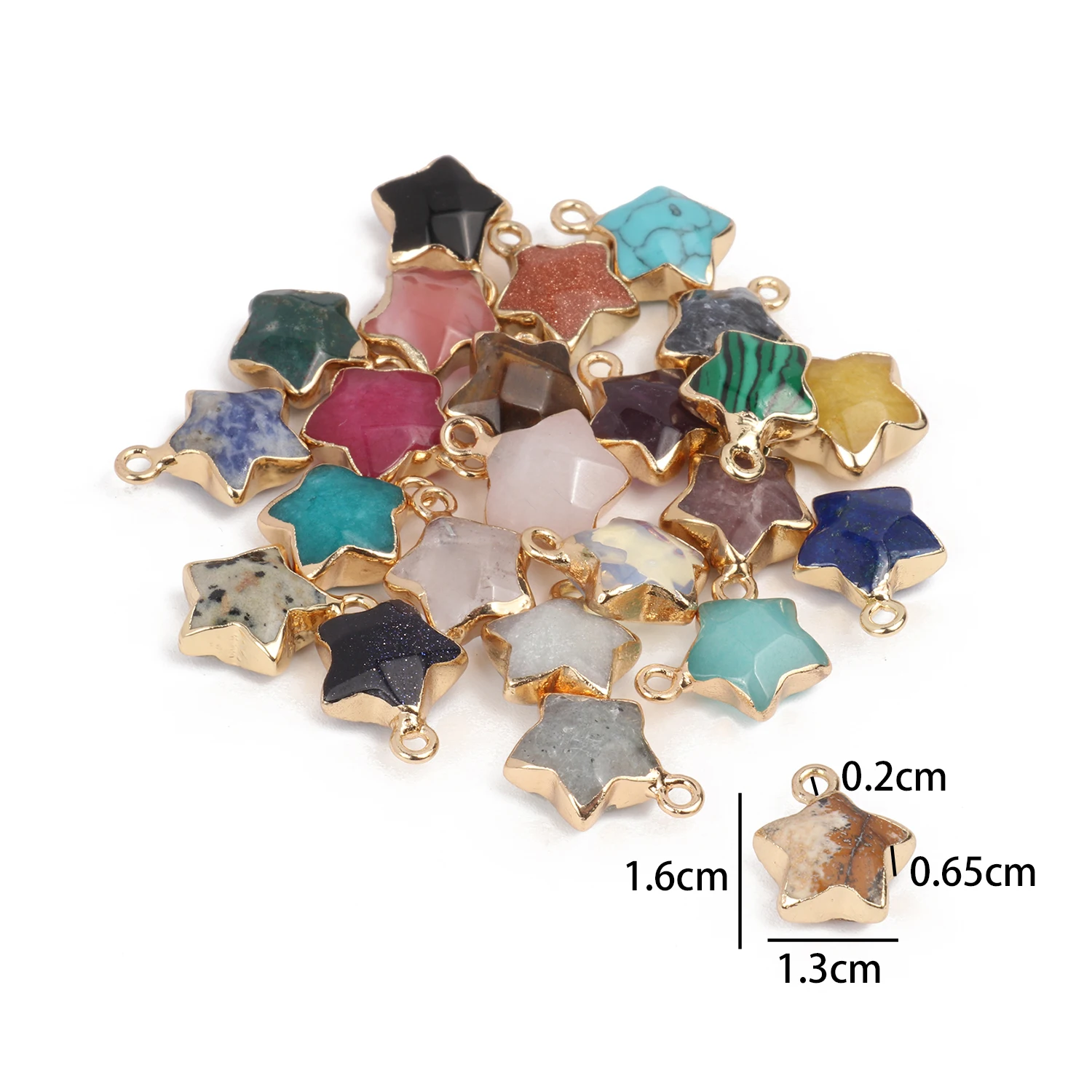 Natural Stone Star Charms Pentagram Tiger's Eye Sodalite Amethyst Jade Agate Pendant For Jewelry Making DIY Necklace Earrings thumbnail 2