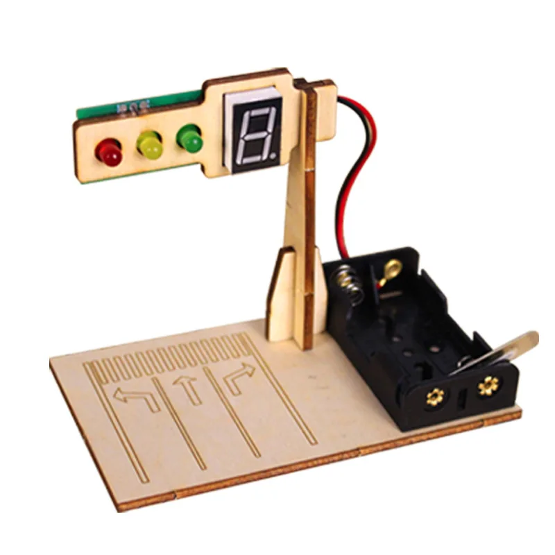 Wooden Traffic Lights Model Kids Science Toy Funny Technology Physics Teaching Aids Kit Learning Educational Toys for Children thumbnail 5