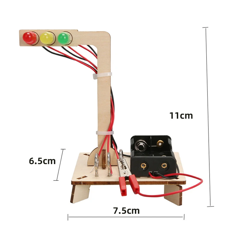 Wooden Traffic Lights Model Kids Science Toy Funny Technology Physics Teaching Aids Kit Learning Educational Toys for Children thumbnail 3
