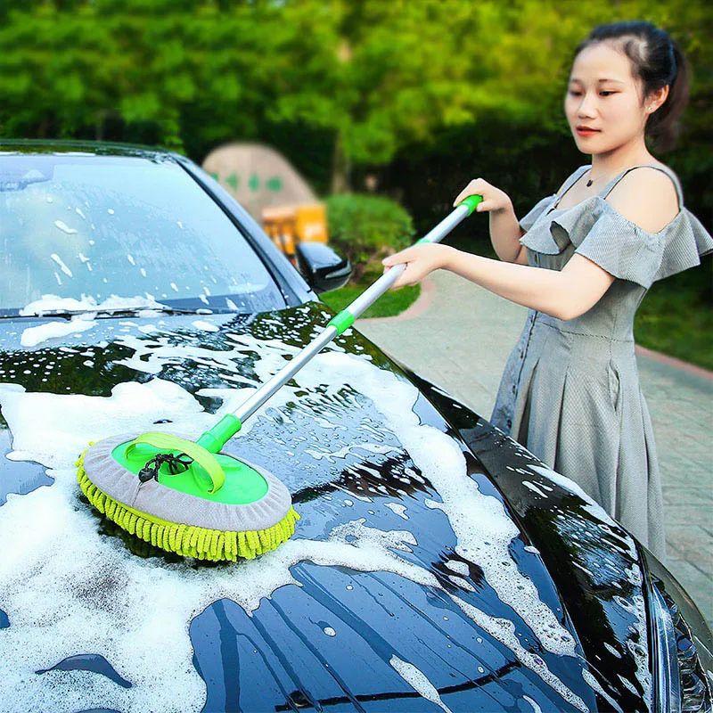 Car Cleaning Brush Detailing Adjustable Super absorbent Car Wash Brush Telescoping Long Handle Cleaning Mop Auto Accessories thumbnail 2