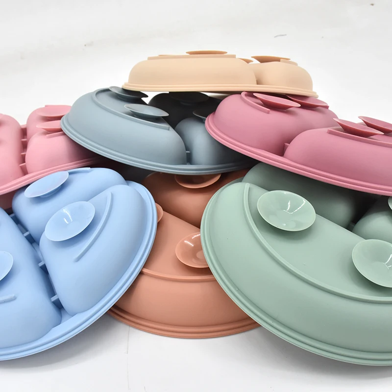 5Pcs/Set Baby Soft Silicone Tableware Kid Feeding Dishe Sucker Plate Bowl Spoon Fork Set Children Dishes Non-slip Dinnerware Set thumbnail 4