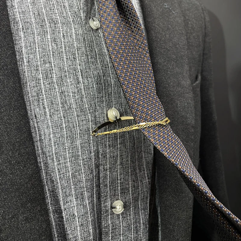 Tie Chain Mens Necktie Windbreak Chain Metal U-chain Dress Shirts Brooch Windbreak Changeless Brooch Lapel Pin Neck Ties Clip thumbnail 3