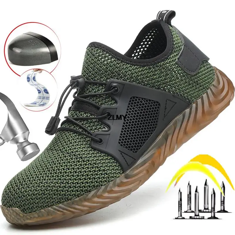 Mesh Safety Shoes Men Summer Steel Toe Work Shoes Puncture Proof Anti-smash Work Safety Boots Man Breathable Security Boots Male thumbnail 2