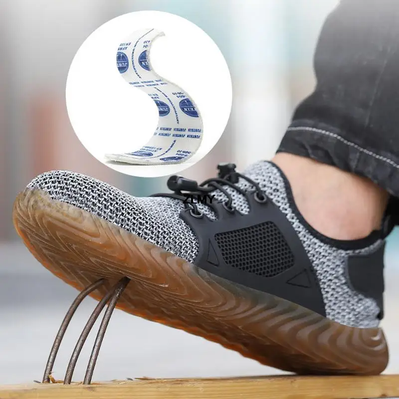 Mesh Safety Shoes Men Summer Steel Toe Work Shoes Puncture Proof Anti-smash Work Safety Boots Man Breathable Security Boots Male thumbnail 5