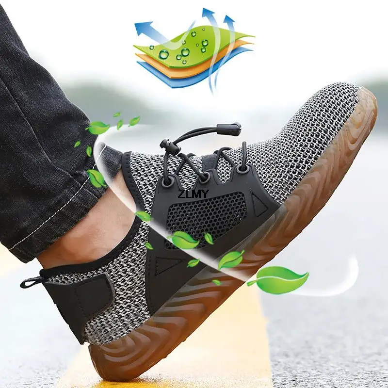 Mesh Safety Shoes Men Summer Steel Toe Work Shoes Puncture Proof Anti-smash Work Safety Boots Man Breathable Security Boots Male thumbnail 6