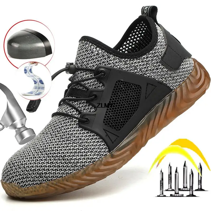 Mesh Safety Shoes Men Summer Steel Toe Work Shoes Puncture Proof Anti-smash Work Safety Boots Man Breathable Security Boots Male thumbnail 3