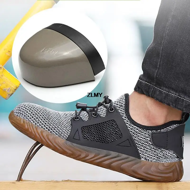 Mesh Safety Shoes Men Summer Steel Toe Work Shoes Puncture Proof Anti-smash Work Safety Boots Man Breathable Security Boots Male thumbnail 4
